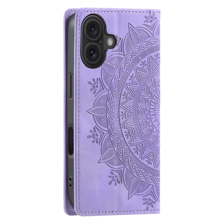 For iPhone 16 Totem Embossed Magnetic Leather Phone Case