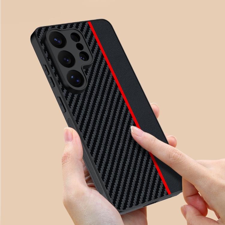 For Samsung Galaxy S26 Ultra 5G Ultra-thin Carbon Fiber Texture Splicing Phone Case