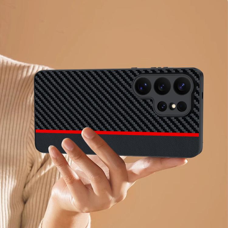 For Samsung Galaxy S26 Ultra 5G Ultra-thin Carbon Fiber Texture Splicing Phone Case