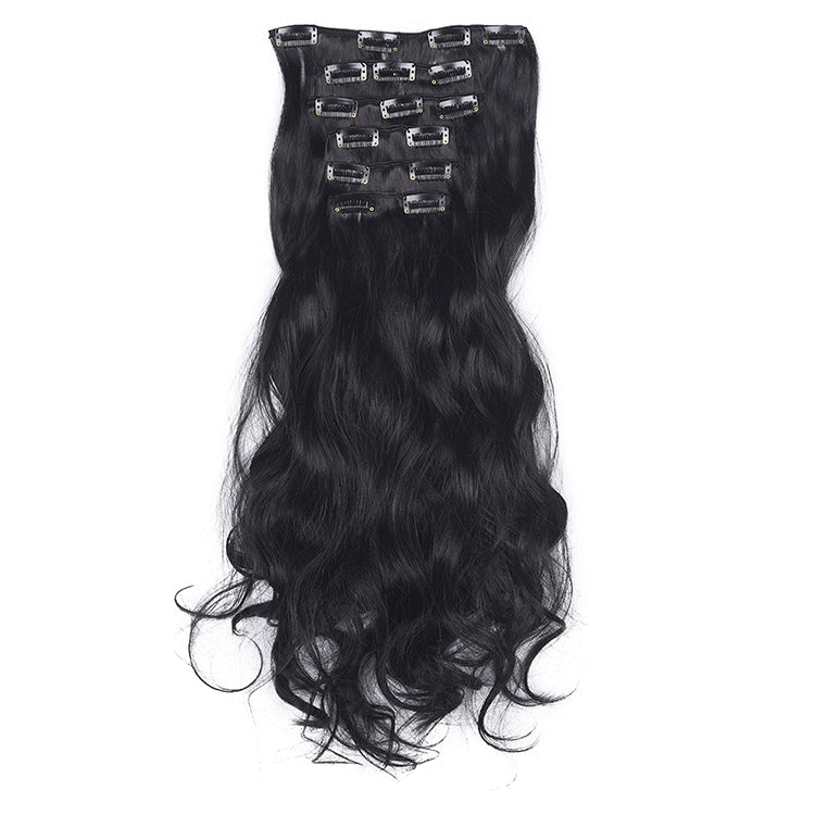 2 PCS 50cm 16 Card Long Curly Hair Wig Seamless Hair Extension Piece