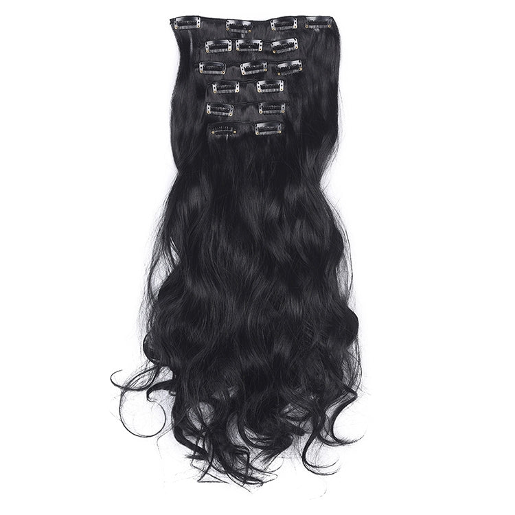 2 PCS 50cm 16 Card Long Curly Hair Wig Seamless Hair Extension Piece