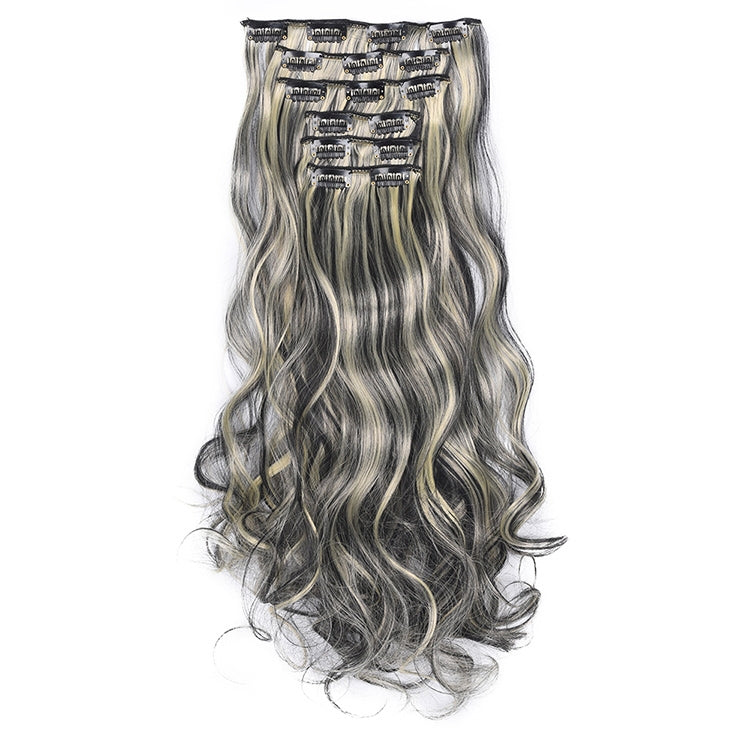 2 PCS 50cm 16 Card Long Curly Hair Wig Seamless Hair Extension Piece