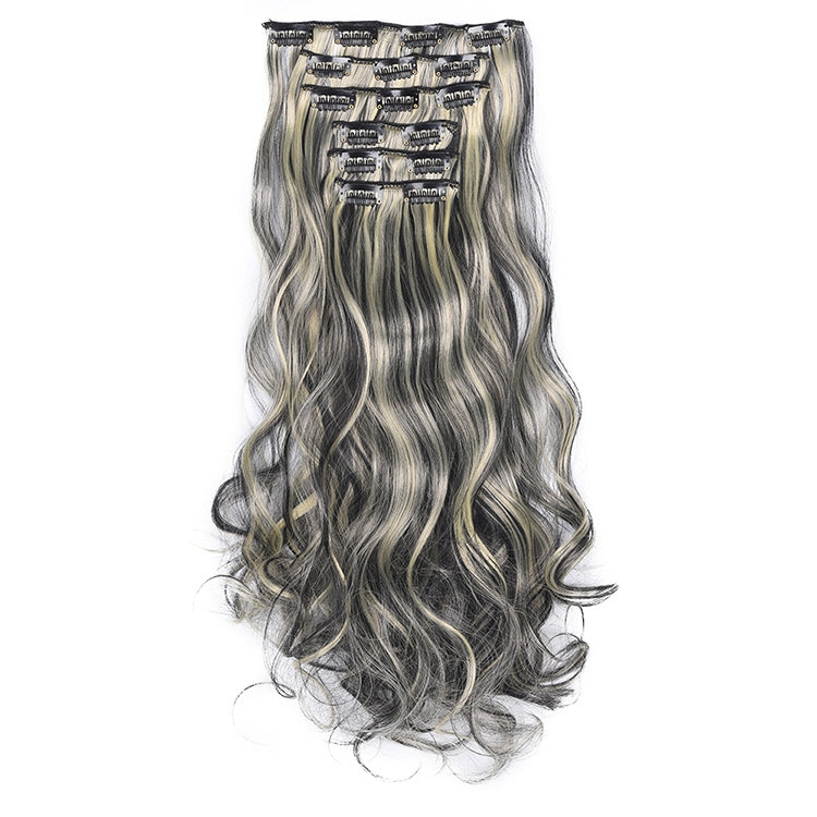 2 PCS 50cm 16 Card Long Curly Hair Wig Seamless Hair Extension Piece