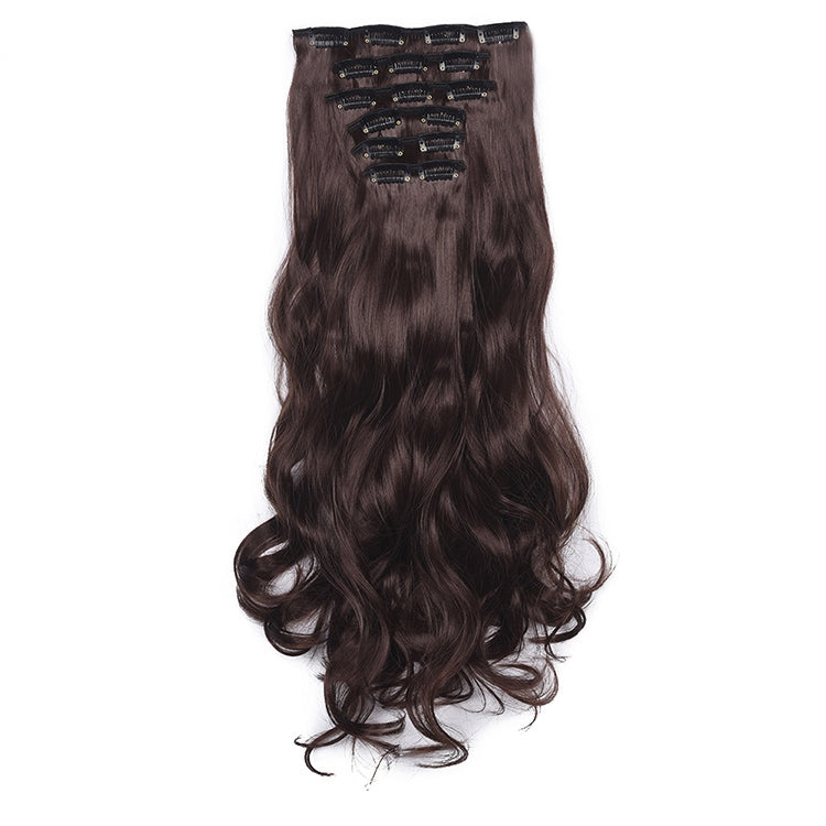 2 PCS 50cm 16 Card Long Curly Hair Wig Seamless Hair Extension Piece