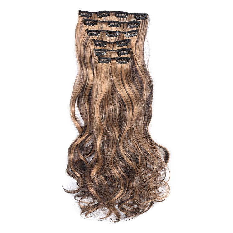 2 PCS 50cm 16 Card Long Curly Hair Wig Seamless Hair Extension Piece