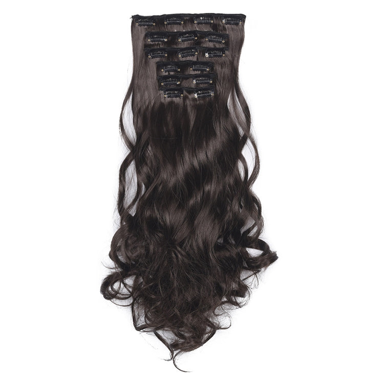2 PCS 50cm 16 Card Long Curly Hair Wig Seamless Hair Extension Piece