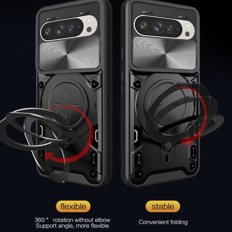 For Google Pixel 9 / 9 Pro CD Texture Sliding Camshield Magnetic Holder Phone Case