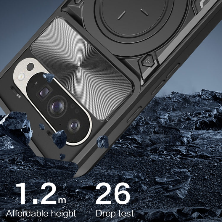 For Google Pixel 9 / 9 Pro CD Texture Sliding Camshield Magnetic Holder Phone Case