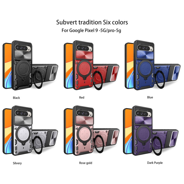 For Google Pixel 9 / 9 Pro CD Texture Sliding Camshield Magnetic Holder Phone Case