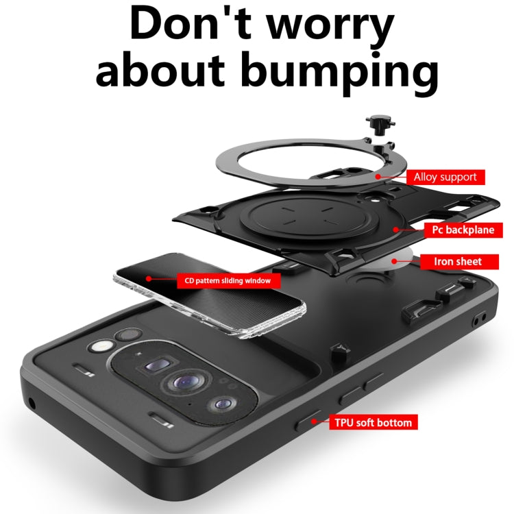 For Google Pixel 9 Pro XL CD Texture Sliding Camshield Magnetic Holder Phone Case