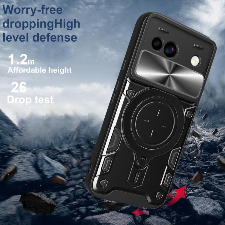 For Google Pixel 8a CD Texture Sliding Camshield Magnetic Holder Phone Case