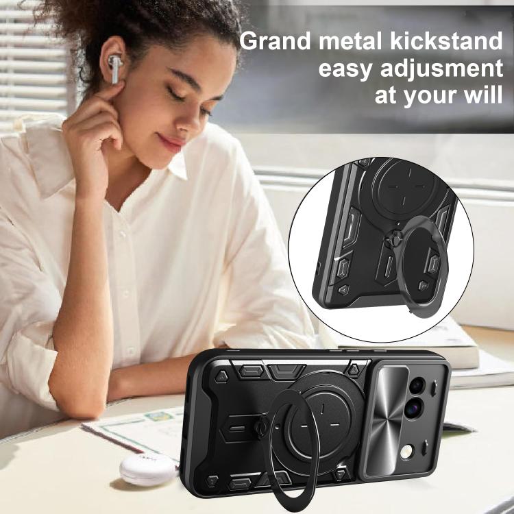 For Google Pixel 8a CD Texture Sliding Camshield Magnetic Holder Phone Case