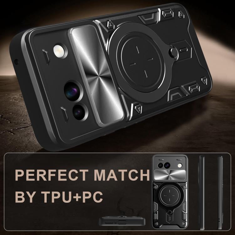 For Google Pixel 8a CD Texture Sliding Camshield Magnetic Holder Phone Case