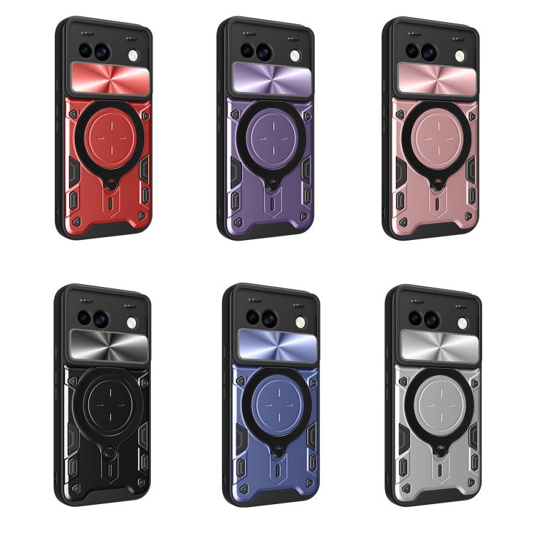 For Google Pixel 8a CD Texture Sliding Camshield Magnetic Holder Phone Case