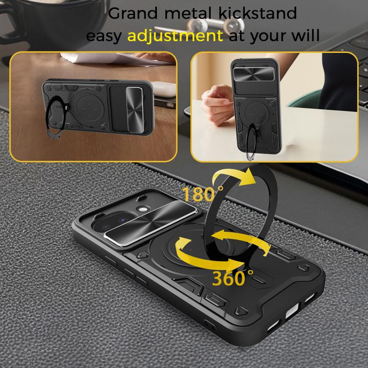 For Google Pixel 10a CD Texture Sliding Camshield Magnetic Holder Phone Case
