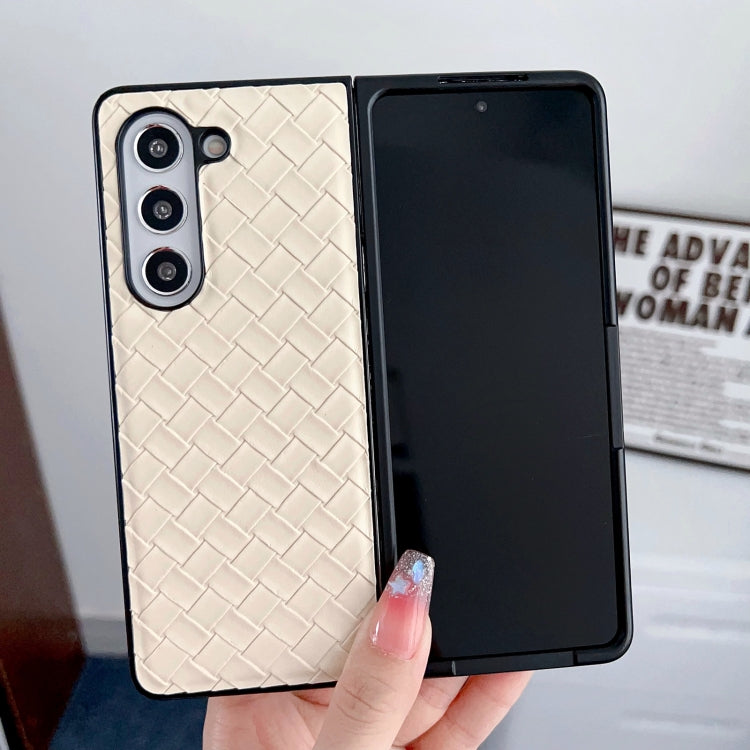 For Samsung Galaxy Z Fold Special Woven Texture Folding PU Phone Case