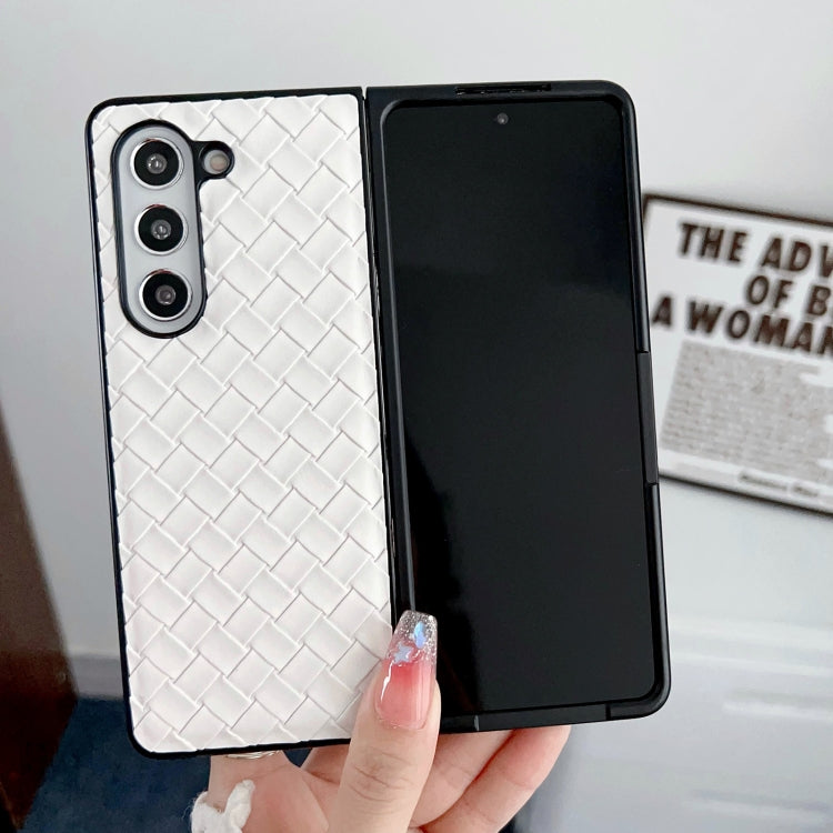 For Samsung Galaxy Z Fold Special Woven Texture Folding PU Phone Case