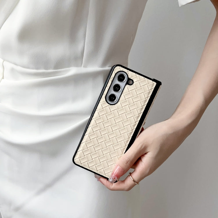 For Samsung Galaxy Z Fold Special Woven Texture Folding PU Phone Case