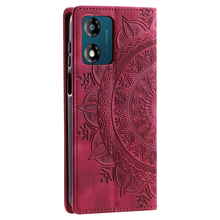 For Motorola Moto E14 Totem Embossed Magnetic Leather Phone Case