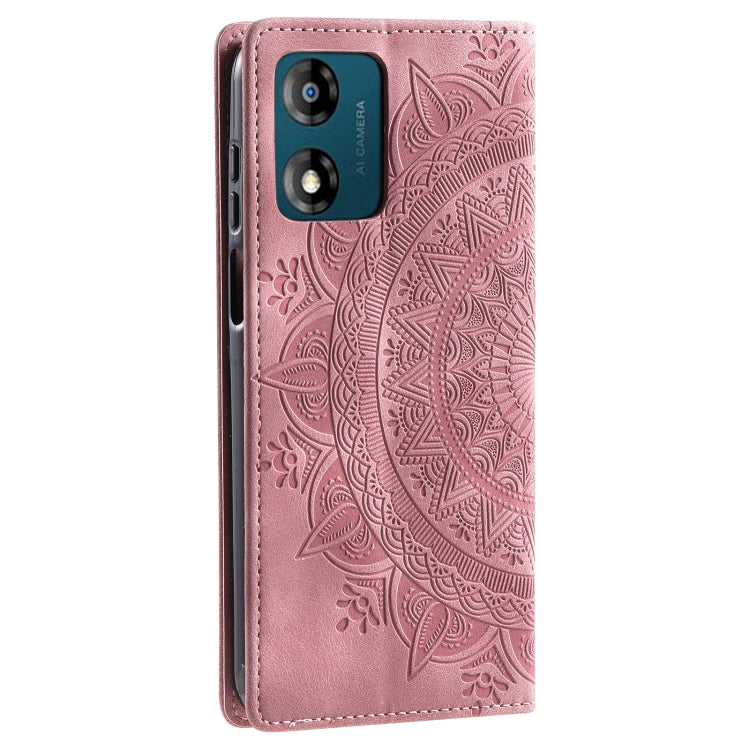 For Motorola Moto E14 Totem Embossed Magnetic Leather Phone Case
