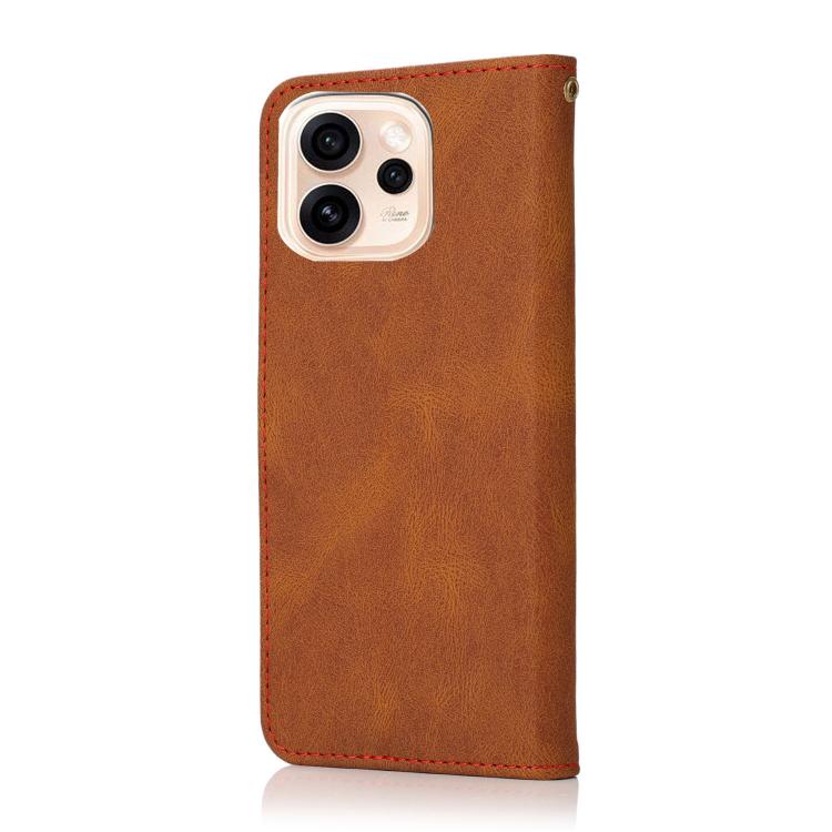 For OPPO Reno15 5G Global Dual-color Stitching Leather Phone Case