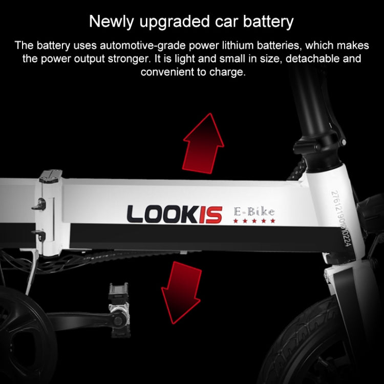 LOOKIS Foldable Electric Bicycle Small Portable Electromobile with GPS & Smart Instrument & LED Front / Tail Light & 5A Lithium Battery
