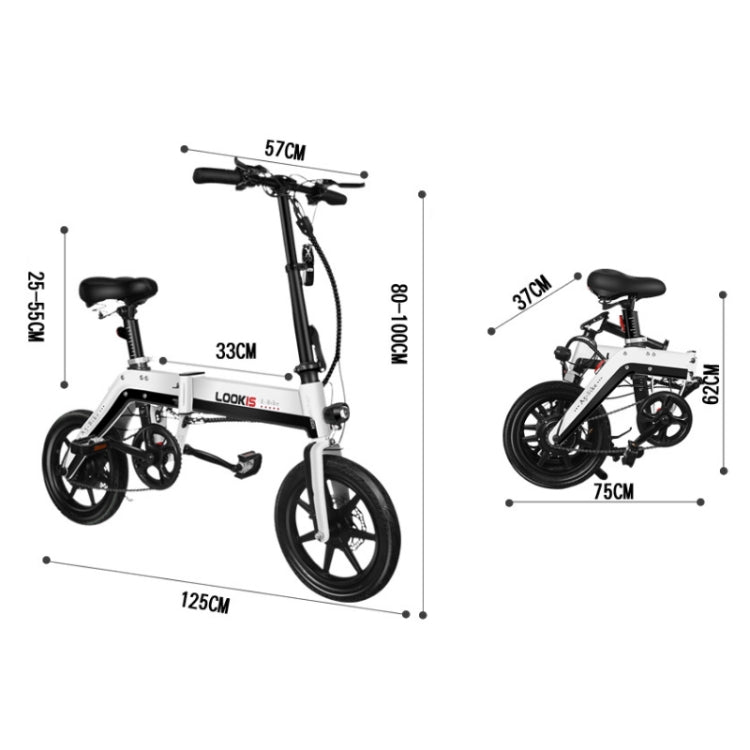 LOOKIS Foldable Electric Bicycle Small Portable Electromobile with GPS & Smart Instrument & LED Front / Tail Light & 10.4A Lithium Battery(Yellow)