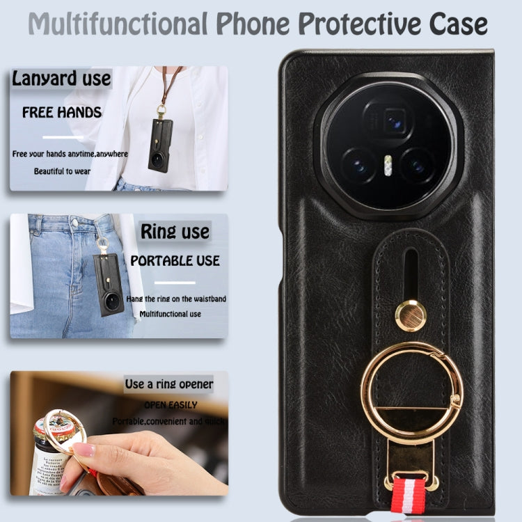 For Honor Magic V3 Wristband Leather Back Phone Case
