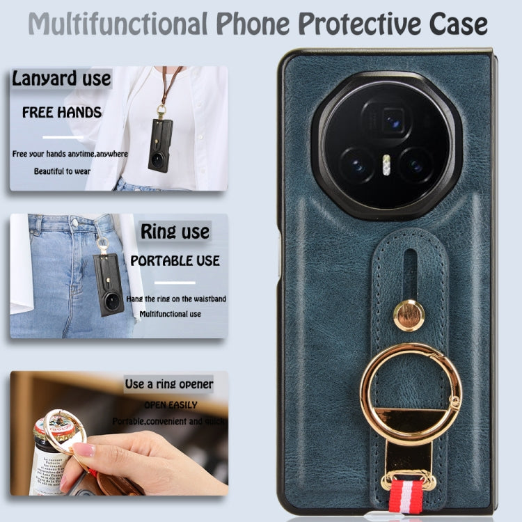 For Honor Magic V3 Wristband Leather Back Phone Case