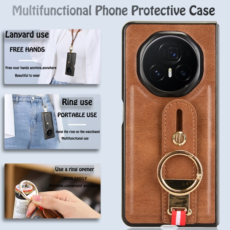 For Honor Magic V3 Wristband Leather Back Phone Case