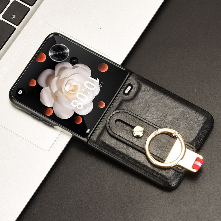 For Honor Magic V Flip Wristband Leather Back Phone Case