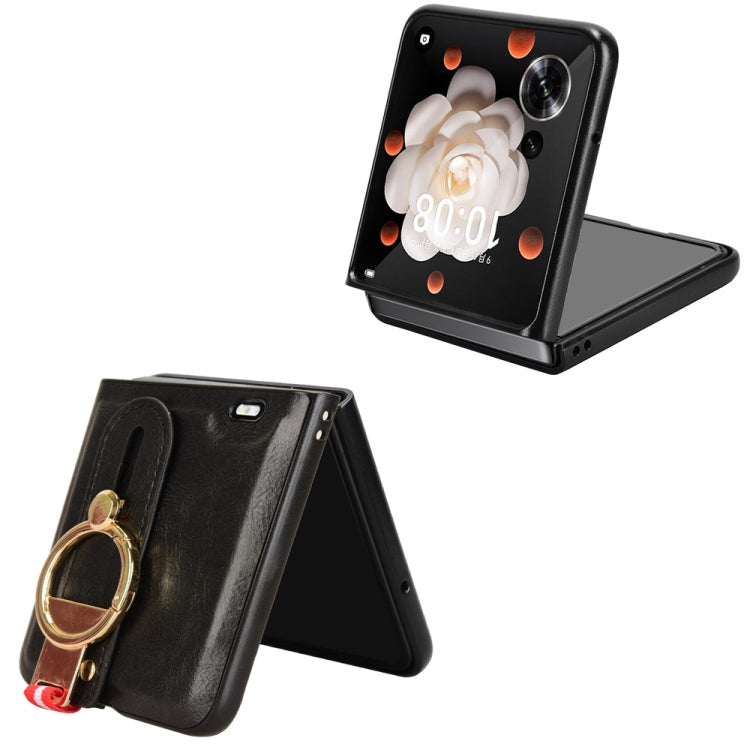 For Honor Magic V Flip Wristband Leather Back Phone Case