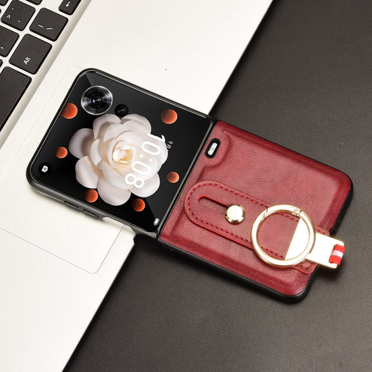 For Honor Magic V Flip Wristband Leather Back Phone Case