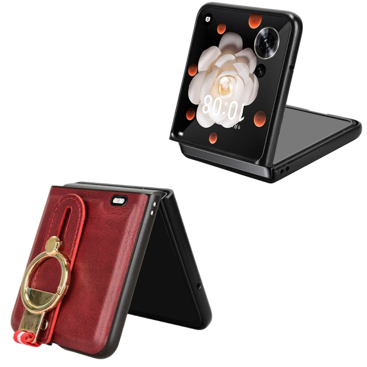 For Honor Magic V Flip Wristband Leather Back Phone Case
