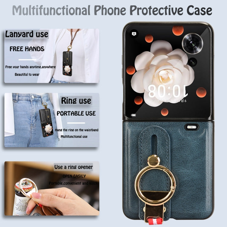 For Honor Magic V Flip Wristband Leather Back Phone Case