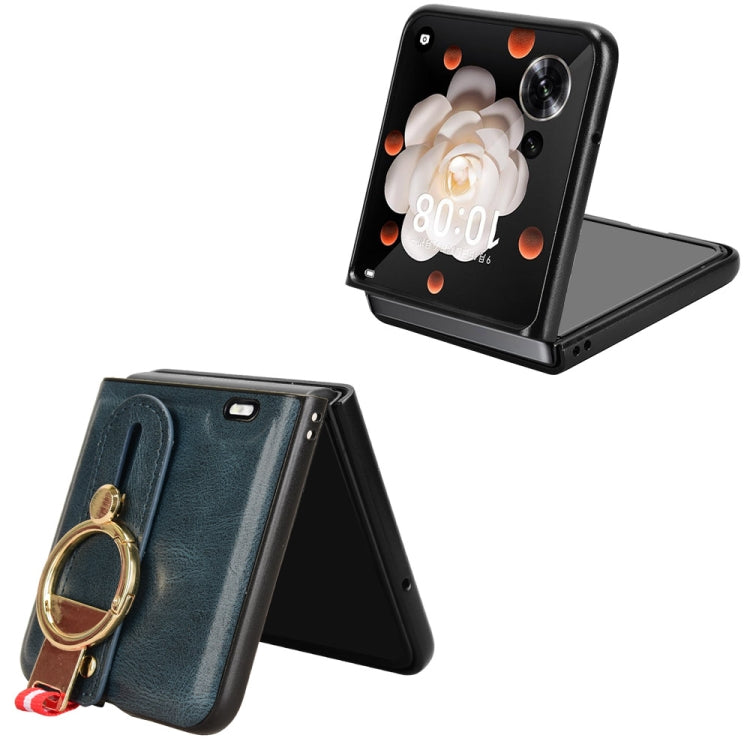 For Honor Magic V Flip Wristband Leather Back Phone Case