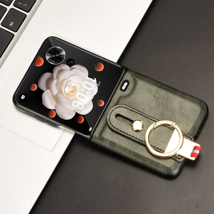 For Honor Magic V Flip Wristband Leather Back Phone Case