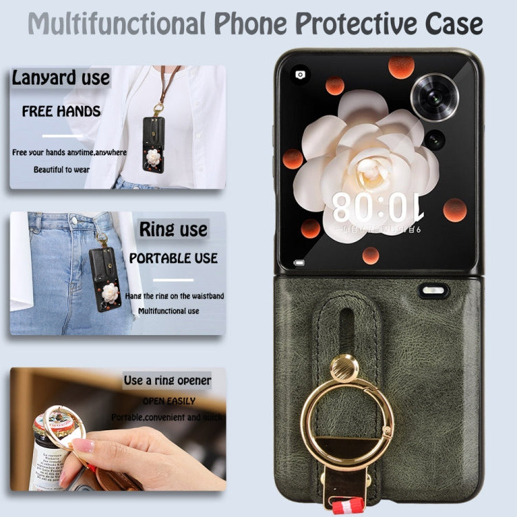 For Honor Magic V Flip Wristband Leather Back Phone Case