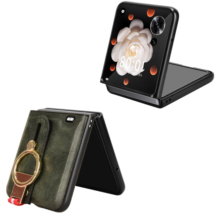 For Honor Magic V Flip Wristband Leather Back Phone Case