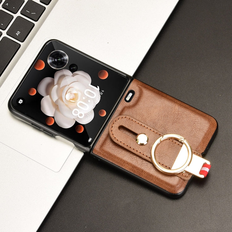 For Honor Magic V Flip Wristband Leather Back Phone Case