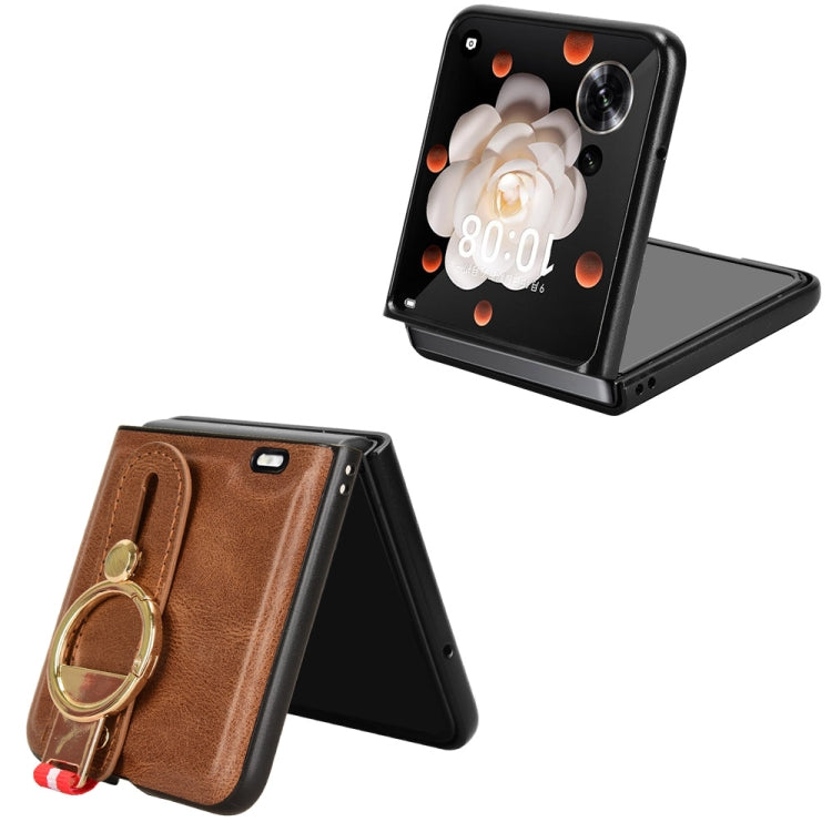 For Honor Magic V Flip Wristband Leather Back Phone Case