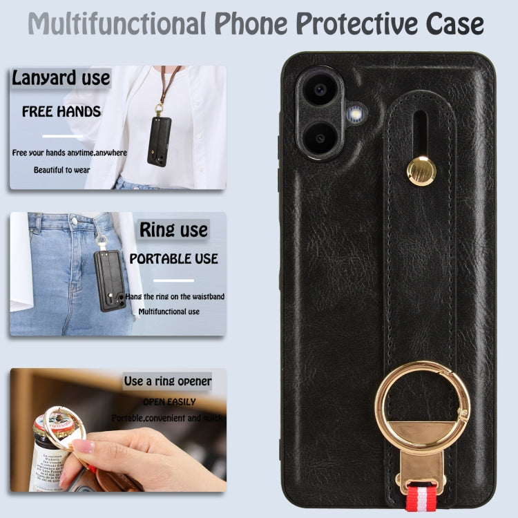 For Samsung Galaxy A06 4G Wristband Leather Back Phone Case