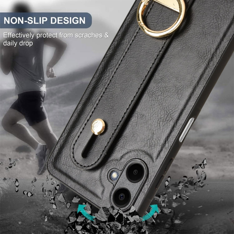 For Samsung Galaxy A06 4G Wristband Leather Back Phone Case
