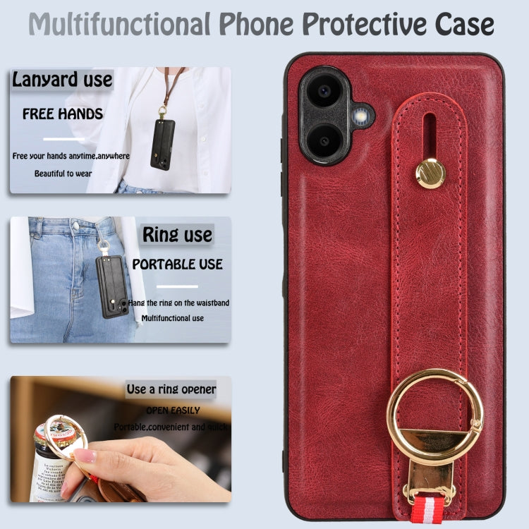 For Samsung Galaxy A06 4G Wristband Leather Back Phone Case