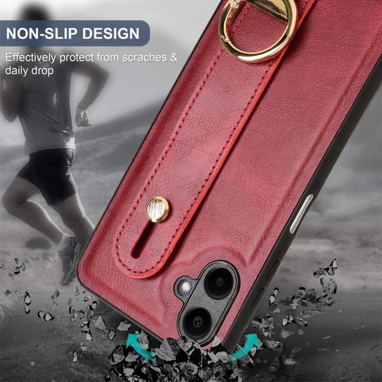 For Samsung Galaxy A06 4G Wristband Leather Back Phone Case