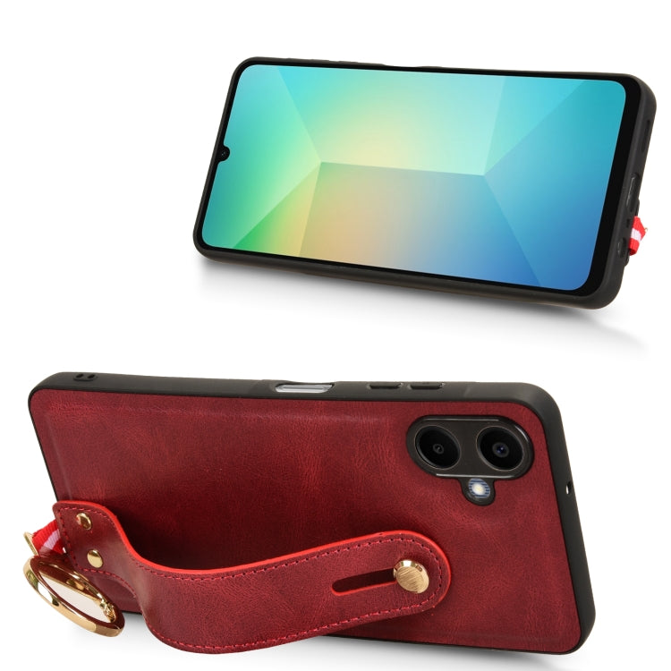 For Samsung Galaxy A06 4G Wristband Leather Back Phone Case