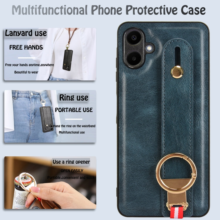 For Samsung Galaxy A06 4G Wristband Leather Back Phone Case