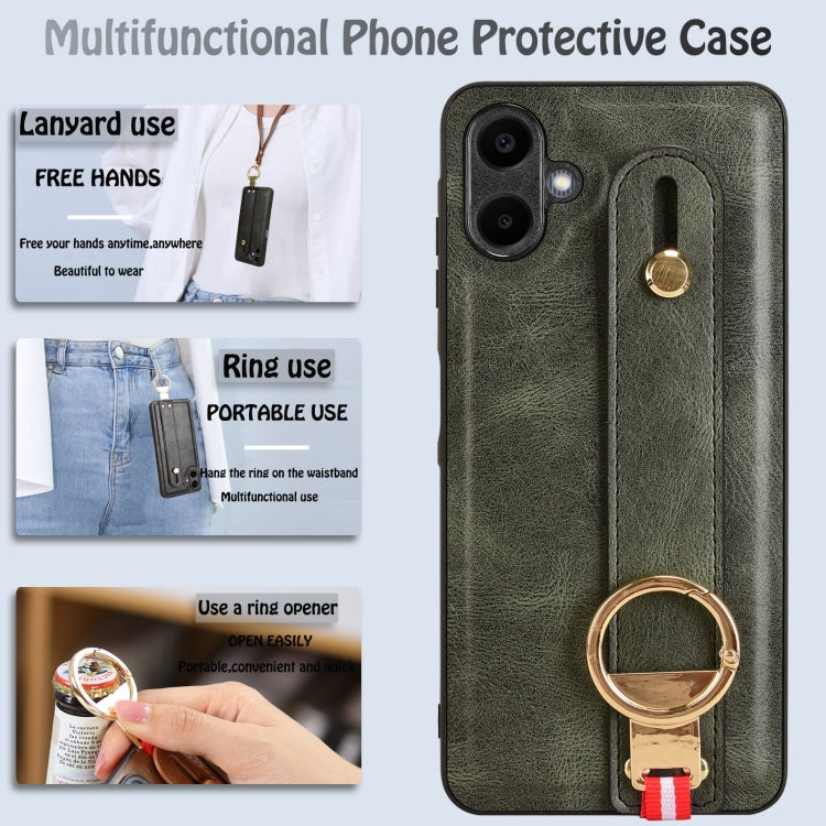 For Samsung Galaxy A06 4G Wristband Leather Back Phone Case