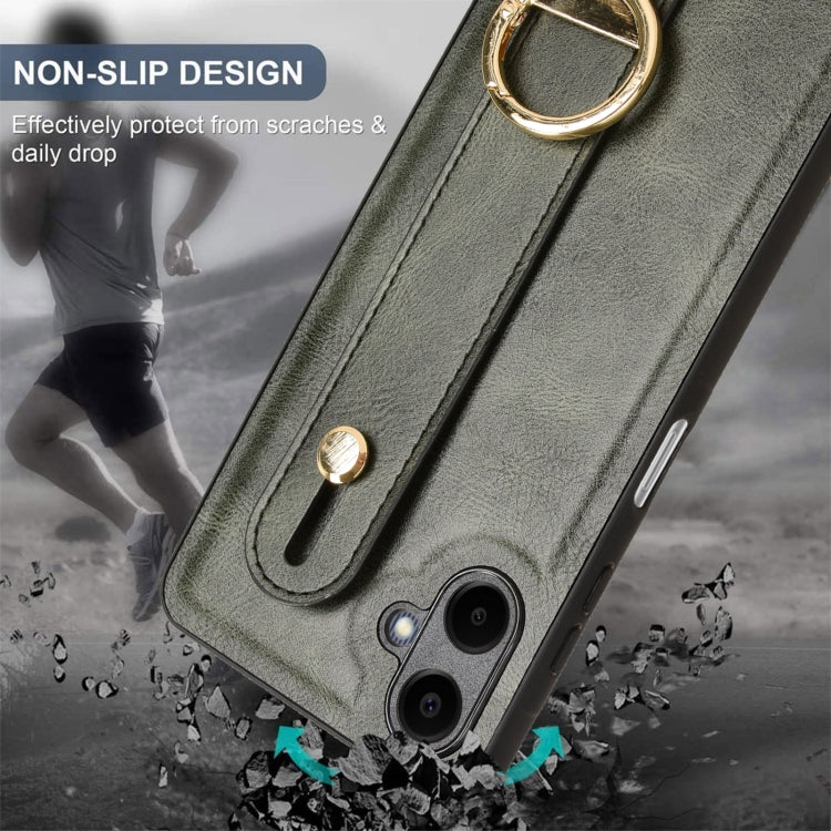 For Samsung Galaxy A06 4G Wristband Leather Back Phone Case