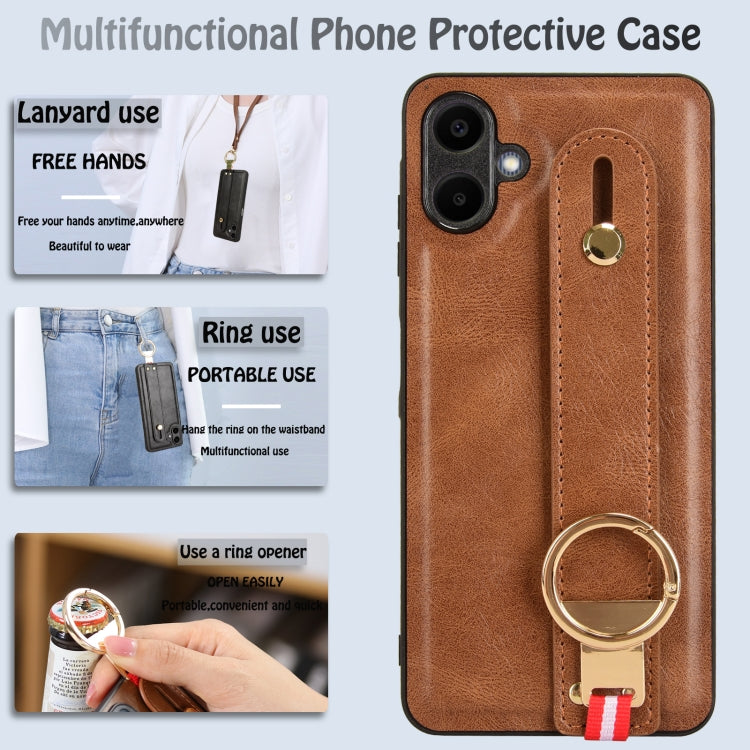 For Samsung Galaxy A06 4G Wristband Leather Back Phone Case
